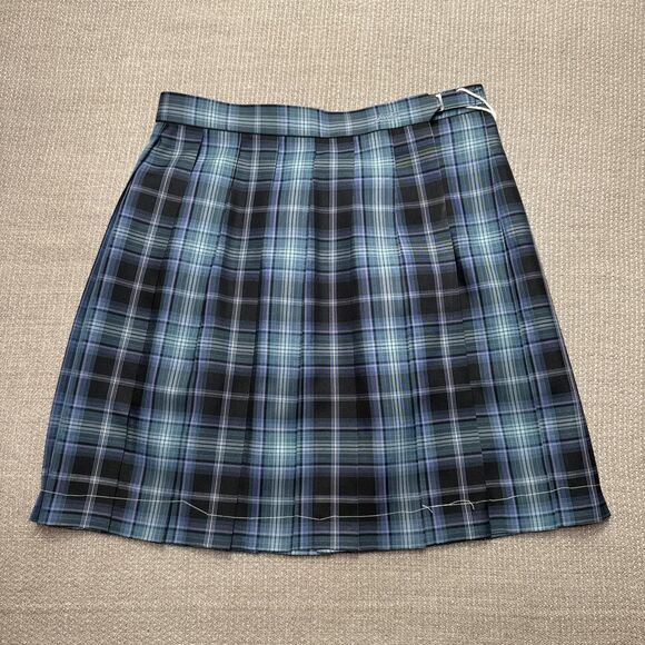 Japanese Kyouto plaid pleated anime school girl skirt blue teal purple and black - Picture 1 of 7